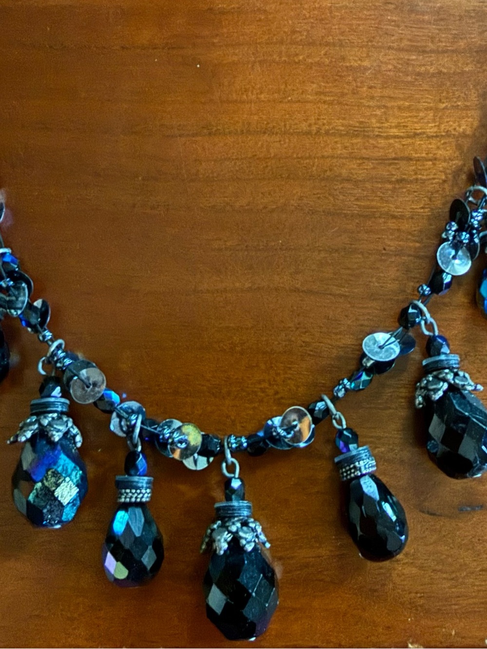 Vintage Chico’s Black Faceted Teardrop 18” Necklace